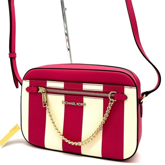 Michael Kors Large EW Zip Chain Xbody Crossbody Bag Electric Pink Multi - Picture 1 of 10